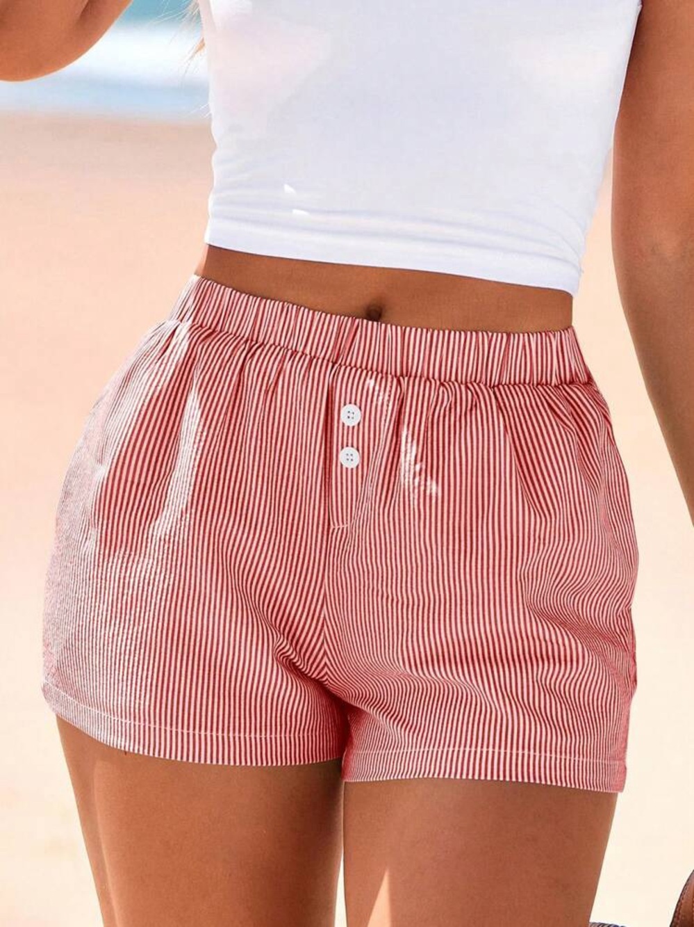 Chic Striped High Waist Women's Shorts